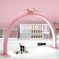 Kadden Foldable Large Half Moon LED Light for Table Nail Desk with Phone Stand, Upgrade Arch Light for Nail Techs with Wire Controller for Manicure Tattoo Beauty (Pink, Large)