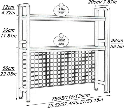 2-Tier Desktop Hutch Bookshelf Metal Desk Shelf Dorm Bookcase for Computer Desk Countertop Storage Organizer Display Rack for Office Home (Black, 45.2in)