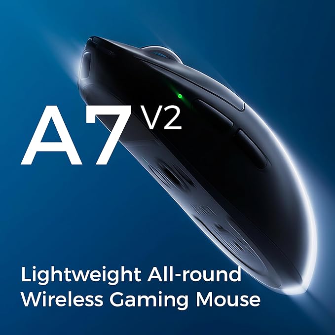 MCHOSE A7 V2 Ultra Wireless Gaming Mouse, 59g Ultra-Lightweight with PAW3950TI Custom Sensor up to 42K DPI, Wired/Wireless Dual 8K Polling Rate, 130 Hour Battery Life & Tri-Mode Connectivity - Black