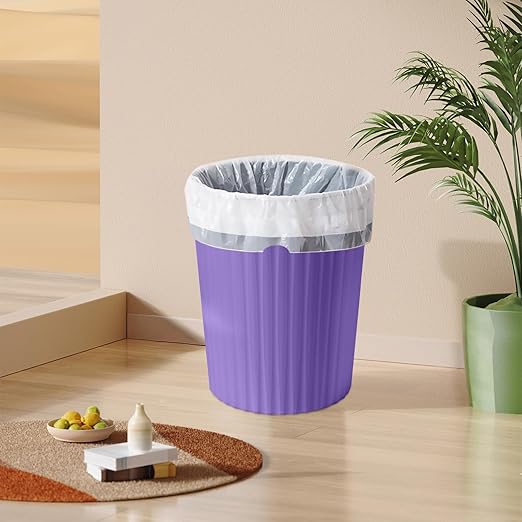 Small Platic 2 Gallon Trash Can - Compact Wastebin for Bathroom, Kitchen, Office, Home Use - Purple
