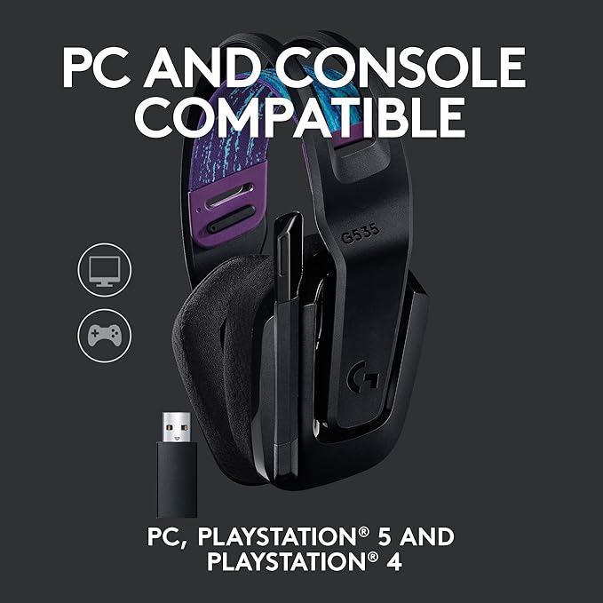 Logitech G535 Lightspeed Wireless Gaming Headset + Yeti GX Dynamic RGB Gaming Microphone with LIGHTSYNC, USB Mic - Black