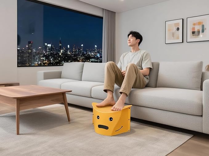 Foldable footrest for Desk and Travel - Foot Stool for Under Office Desk or Airplane Foot Rest for air Travel Comfort (Yellow)