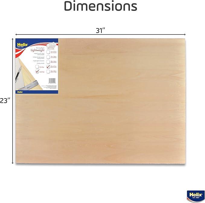 Maped - Helix Wooden Lightweight Drawing Board 23 x 31 Inch - Sketching Outdoors - Precision Metal Edge - Ensures Stability and Accuracy - Durable Basswood, Portable Design