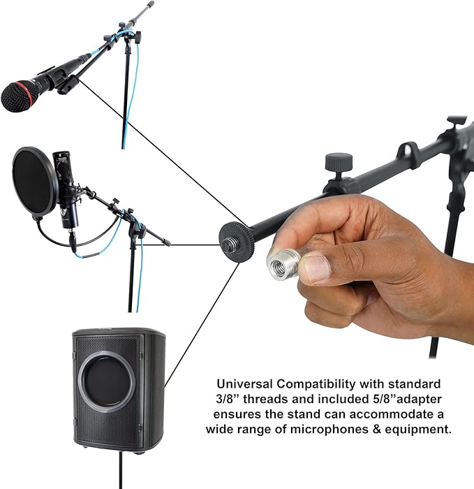 Rockville Podcasting Bundle: RMC-XLR Metal Handheld Dynamic Microphone, Dual Cables, RVMIC1 v2 Pro Tripod Mic Stand, Telescopic Boom, 2-Items