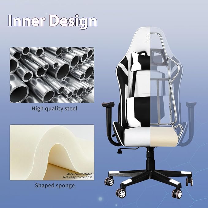 Gaming Chair,Video Game Chair with Massage Lumbar Support, Ergonomic Computer Chair Height Adjustable with Swivel Seat and Headrest