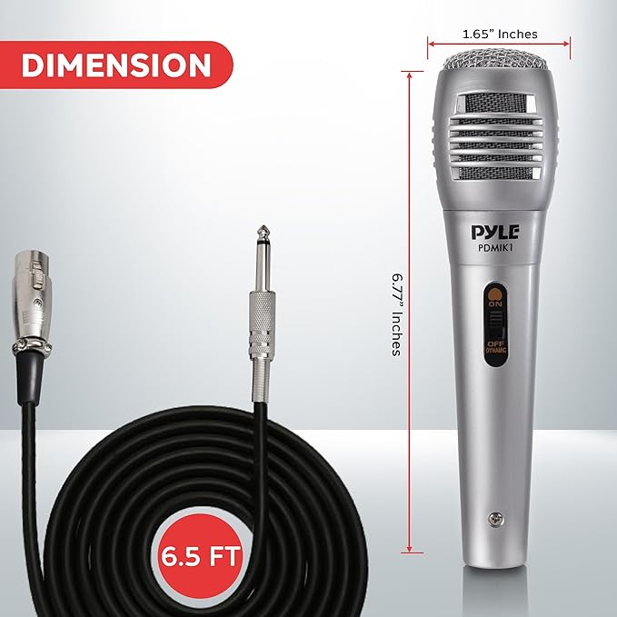 Pyle Professional Dynamic Microphone - 10-Pack Unidirectional Handheld Mic with Built-in Pop Filter, High Signal Output, 6.5 ft. XLR Audio Cable, Ideal for Stage, Karaoke & Studio Performances