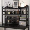 Desktop Bookshelf, pegboard Storage and Organization Rack, Dorm Desk Shelf, Desk Hutch, Desktop Storage for Office, Study, Student Display Rack,Desktop Shelves (Black 37.4" Lx9.9 Wx37 H)