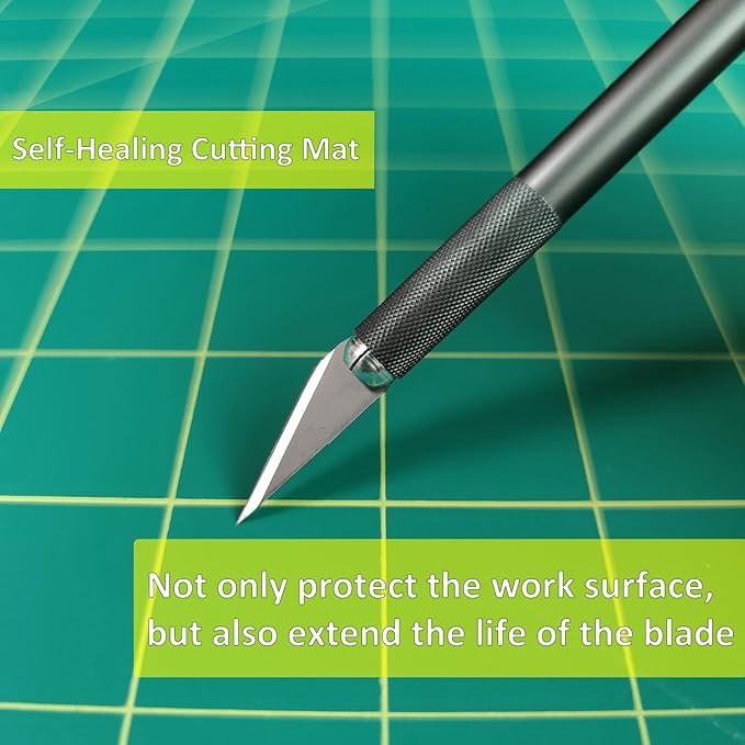 NEWBRAUG 12'' × 18'' Durable Self Healing Cutting Mat, Double Sided 5-Ply PVC Cutting Board, for Quilting, SewingArts, Craft, Fabric & Scrapbooking(Green/Black)