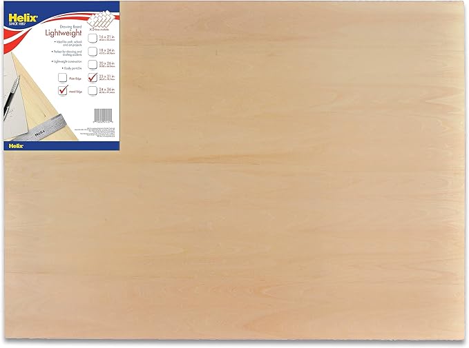 Maped - Helix Wooden Lightweight Drawing Board 23 x 31 Inch - Sketching Outdoors - Precision Metal Edge - Ensures Stability and Accuracy - Durable Basswood, Portable Design