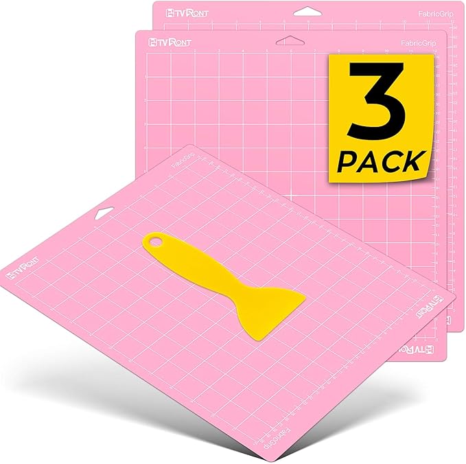HTVRONT Fabric Grip Cutting Mat, 3 Pcs Cutting Mat 12x12 Compatible with Cricut Maker 3/Maker 4/Maker/Explore 3/4/Air 2/One, Fabric Adhesive Sticky Quilting Cutting Mats Replacement Accessories