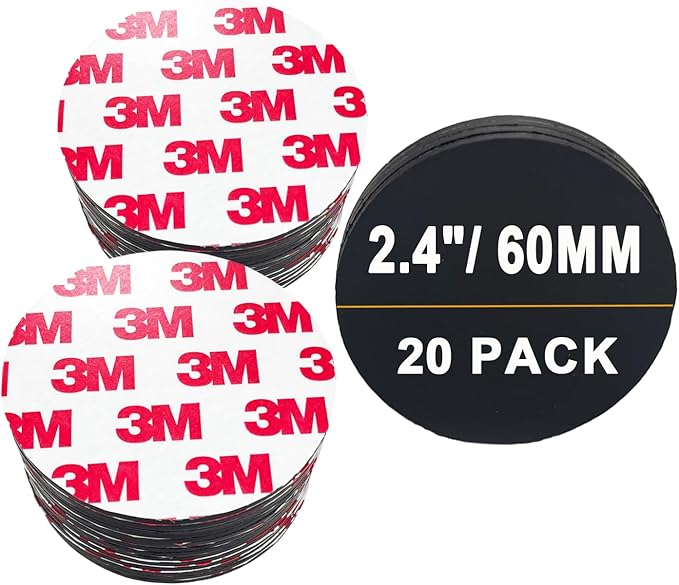 20Pack, 2.4" Big Round Magnets with Adhesive Backing, Precut Strong Sticky Magnetic Dots Tapes for DIY Crafts Projects Whiteboard, Fridge, Organization (2.4" x 0.08" Thick-20PCS)