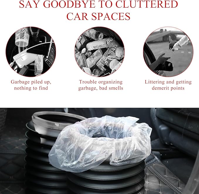 Yourkar 2Packs Trash Liner Refills (60 Count), Watertight Thickened Mini Trash Can Bags, Transparent Desktop Trash Bin Liners Garbage Bags for Cars Office Home, Car Accessories