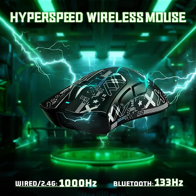 ATTACK SHARK V3 Ultra-Light Wireless Gaming Mouse,PAW3311 Sensor, 500mAh, 62g, 25KDPI 2.4G/BT/USB-C Rechargeable Wireless Mouse with 5 Programmable Buttons for Laptop,PC,Mac Gamer (Black Griptap)