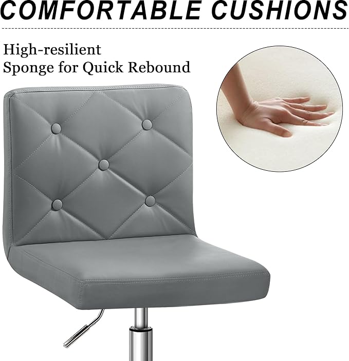 VECELO PU Leather Armless Desk Chair – Gray