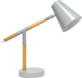 Simple Designs LD1059-GRY Gray Matte and Wooden Pivot Desk Lamp