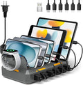 Charging Station for Multiple Devices, Honcila 50W Multiple Charger Station Charging Dock for iPhone iPad Cell Phone Tablet and More - 6 Port Multi Charging Station with 6 Mixed Cables (Space Gray)