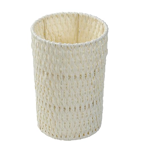 Coeusy Paper Rope Trash Can,2 Gallon Decorative Waste Basket for Bedroom,Living Room,Office,Nursery,Bathroom,Small Boho Decor Garbage Basket,Beige Round