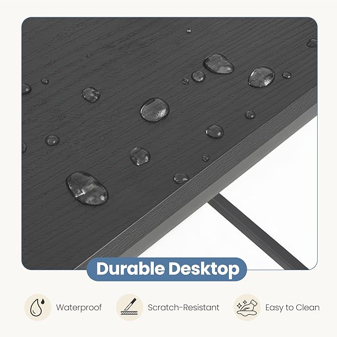 DUMOS L Shaped Desk 47 Inch Computer Desk Gaming Furniture Corner Desks Home Office PC Table with Reversible Storage Shelves for Writing Working Study Bedroom Dorm, Black