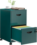 SteeLoong 2 Drawer File Cabinet with Lock,Green Rolling File Cabinet for Home Office,Printer Stand, Metal Small Mobile Filing Cabinets on Wheels for Hanging Letter