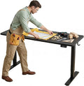 TIQLAB Electric Adjustable Workbench, 63"x24" Craft Table Adjustable Height, Ergonomic Worktable for Garage, Craft Desk, Spacious Desk for Sewing and Crafts, Black