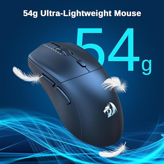 Redragon 3-Mode Wireless Gaming Mouse, Ultra-Light 26K DPI Gaming Mouse, Full Programmable Buttons, Software Supports DIY Keybinds & Adjustable DPI, M815PRO