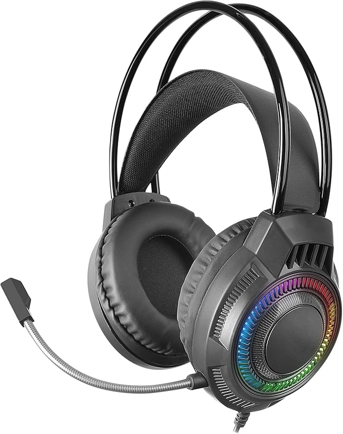 Mars Gaming MH124 FRGB Rainbow Gaming Headphones, Ergonomic Design, Flexible Microphone, Volume Control, Windows, Linux, Mac, PS4, PS5, Xbox One, Xbox Series X|S, Switch, Switch 2, Black