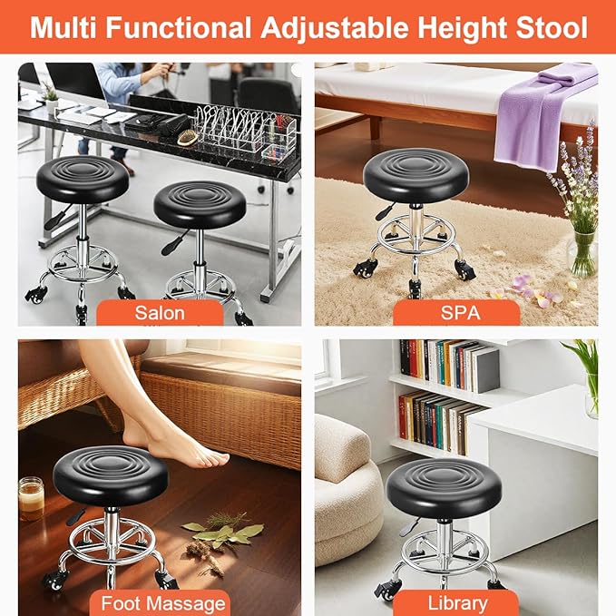 JOSTZHXIN Low Height Rolling Stool Height Adjustable Low Roller Seat, Swivel Small Chair Mechanic Stool, Short Stools for Home Office Garage Shop (Style 1)