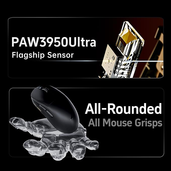 ATK Dragonfly A9 Plus Wireless Gaming Mouse, 57g Lightweight, PAW3395 Sensor, Adjustable DPI, 1K Polling, 240 Hr Battery Life, Tri-Mode NearLink/BT/Wired