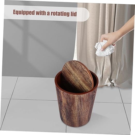 Slim Trash Can Rotating Lid Bedroom Bin Lid Office Garbage Can Desktop Waste Basket Home Office Waste Bin