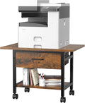 Aetheris Heavy-Duty Printer Stand with Locking Wheels, 2 -Tier Under Desk Table with Storage Drawer, Large Rolling Cart, Printer Table, Fits Printer Scanner Fax Machine, 22" x 15" x 18.3", Brown