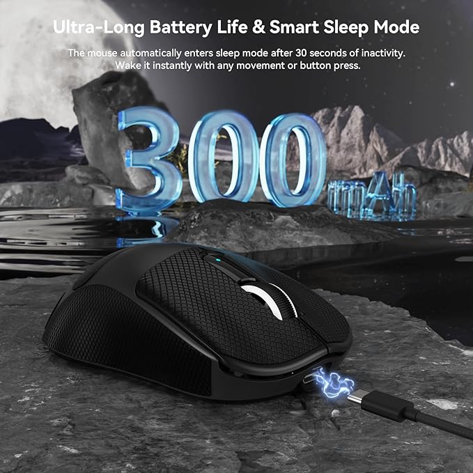 MAMBASNAKE M3 Wireless Gaming Mouse,39g Ultra-Lightweight BT/2.4GWireless/Wired Gaming Mouse,PAW3395PRO 40K DPI Optical Sensor,200Hrs Battery,Tape,Office Mice for PC/Win/Mac (Black)