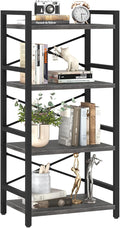 Yoobure 4 Tier Bookshelf - Small Book Shelf Industrial Bookcase, Narrow Book Case Book Storage Organizer for CD/Movie/Book, Bookshelves for Bedroom Office Living Room Charcoal Gray