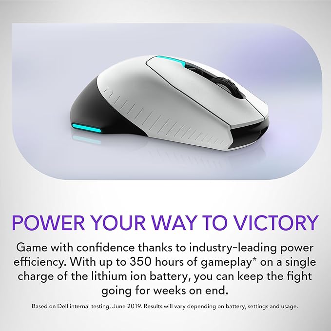 Alienware Wired/Wireless Gaming Mouse AW610M - 16000 DPI, Optical Sensor, Ambidextrous, 7 Buttons, 3-ZONE 16.8m AlienFX RGB Lighting, Edge-Free Design, Ergonomic - Lunar Light