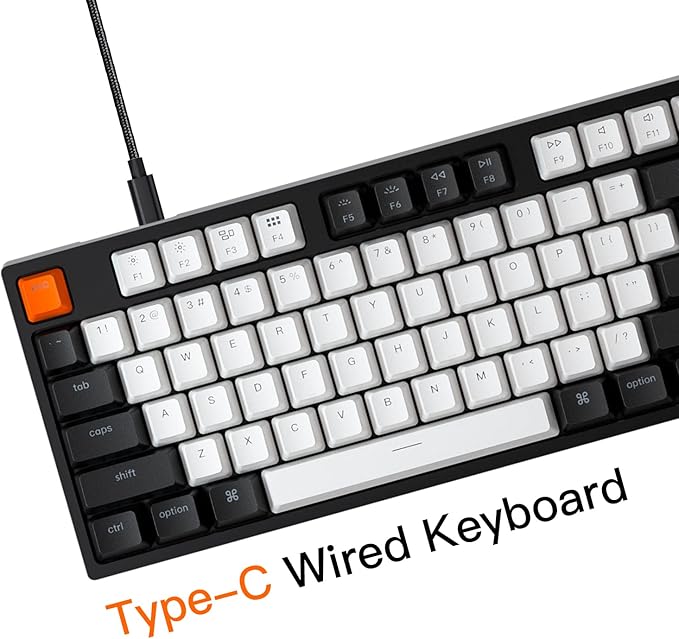 Keychron C1 Mac Layout Wired Mechanical Keyboard, Gateron G Pro Blue Switch, Tenkeyless 87 Keys ABS keycaps Computer Keyboard for Windows PC Laptop, White Backlight, USB-C Type-C Cable