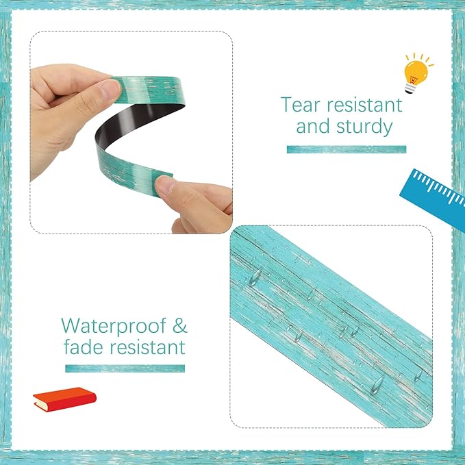 Ireer 24 Pieces Magnetic Strips Retro Magnetic Border for Classroom Whiteboard Bulletin Board Decorative Strips with Adhesive Borders for Bulletin Chalkboard(Retro)
