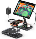Magnetic Wireless Charging Station with 45W Adapter for Apple Devices, 20W Fast Foldable Wired Charging Stand for iPad with Clock & Night Light, Fast Mag-Safe Charger for iPhone 17, iWatch & AirPods
