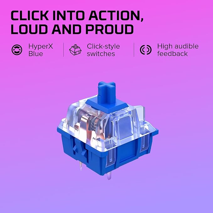 HyperX Alloy Origins Core Mechanical Gaming Keyboard PBT Keycaps Tenkeyless TKL Blue Switch Clicky LED RGB Backlight Playstation Xbox Licensed for PC, PS5, PS4, Xbox Series X|S, Xbox One, Desk Setup