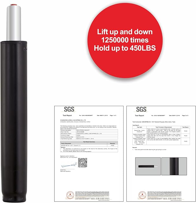 High Piston Adjustable (Extended Height:18.5''/28.74'') Hydraulic Gas Lift Cylinder,Universal Size Replacement for Most Stool Chairs,Smooth and Noiseless(Black)