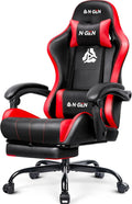 NEO CHAIR Video Gaming Chair with Footrest High Back Ergonomic Comfortable Office Computer Desk with Lumbar Support Height Adjustable with PU Leather Recliner for Adults Women Men (Red)
