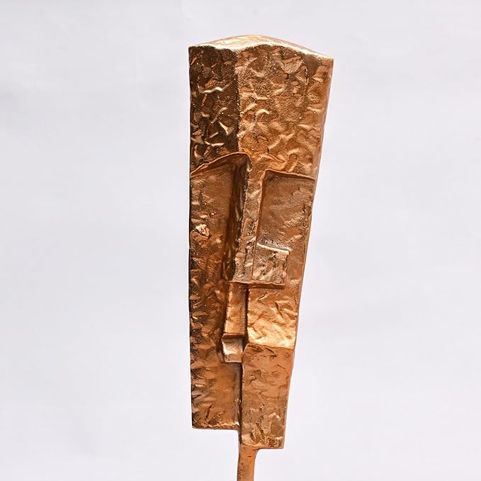 Set of 2 Modern Abstract Aluminum Sculptures 22.5" & 21" H with Black Base Gold & Nickel Finish for Living Room Office Home Decor