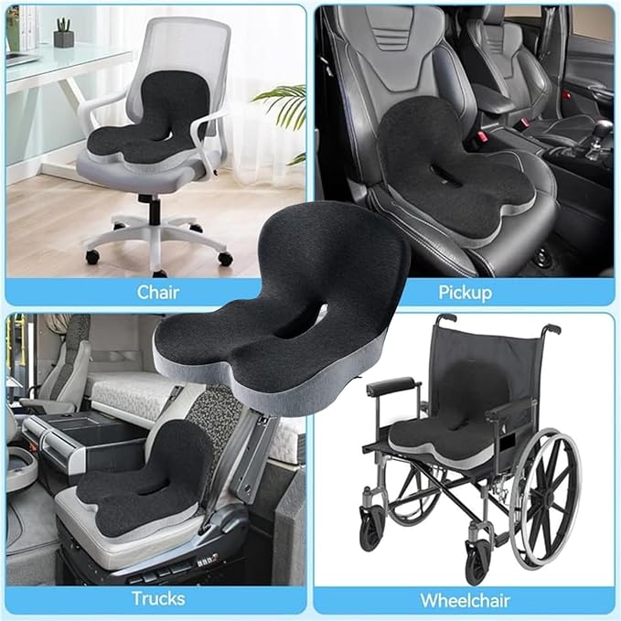 Aurorize Back and Seat Cushion, Office Chair Cushion Car Seat Cushion, Ergonomic Memory Foam Seat Cushion Comfortable Non-Slip Lumbar Support, Suitable for Car and Office (Green)