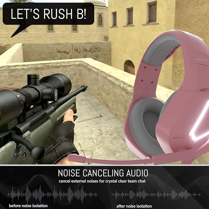 Orzly Gaming Headset (Pink) for PC and Gaming Consoles PS5, PS4, Xbox Series X | S, Xbox ONE, Nintendo Switch & Google Stadia Stereo Sound with Noise Cancelling mic - Hornet RXH-20 Nakuru Edition