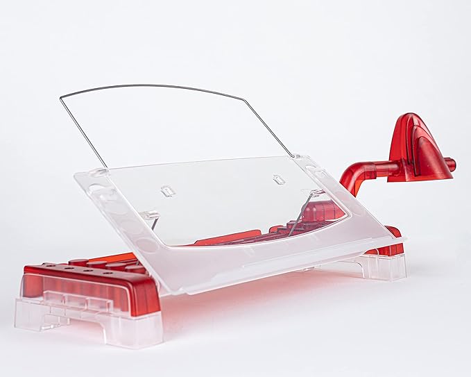 MemoScape Adjustable in-Line Document Holder for Typing | Reduces Neck Strain, Improves Focus, Boosts Desk Organization, and Workflow | Paper Holder Stand for Desk and Home Office - Red (VUR 3060)
