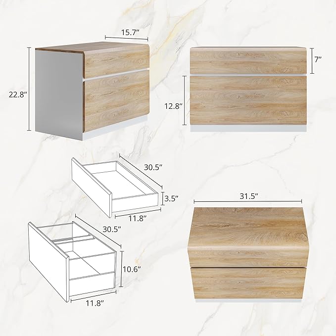ModernMate Furniture Sets, 63" Standing Desk with 59" Bookshelf and 2 Drawer lateral File Cabinet, Home Office Furniture Set, Light Walnut
