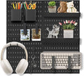 Pegboard Wall Organizer Set – 4 Peg Boards with Hooks & Shelves – Office, Kitchen, Gaming Room Desk Pegboard Storage – Peg Board Wall Display Rack (Black)