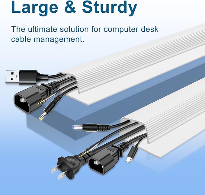 Cable Management Under Desk J Channel - Neat and Easy Cord Organization Solution