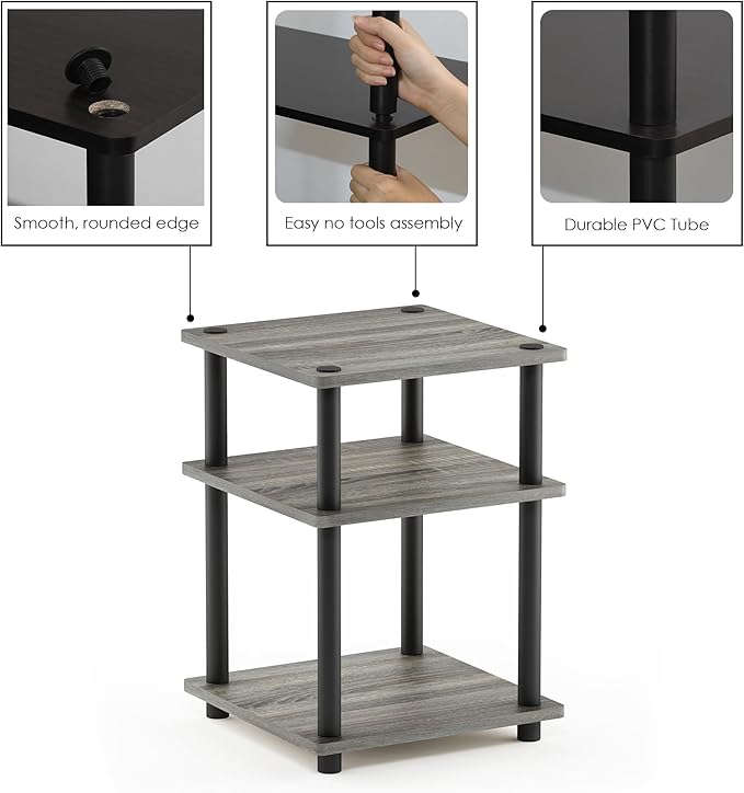 Furinno Wire 4-Tier Industrial Style Metal Frame Bookcase, Display Shelf, 24 Wide, Walnut Cove