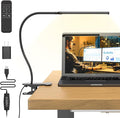 Mojimdo Desk Lamp with Remote, 3 Color & 5 Brightness & 77LED Dimmable Reading Lamp, 15.7'' Flexible Gooseneck Clamp Lamp, Eye-Caring Clip on Light with Adapter for Reading Study Workbench Drafting