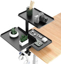 3 Tier Clamp On Desk Shelf with Adjustable Metal Storage Tray & Headphone Stand Over or Under Table Storage No Drilling Desk Extension Shelving Unit Desktop Shelves for 2.5in Max Desk Thick