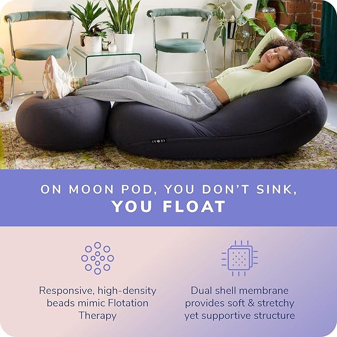 Moon Pod Lunar Lift Footrest for Bean Bag Chair - 20" x 8" Zero-Gravity Micro-Bead Stuffed for Stress, Relaxation & Comfort for Circulation (Gray)
